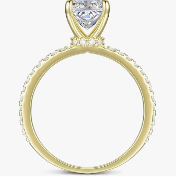 NEW 14K Yellow Gold 2 Carat Moissanite Ring, Size 7 - Picture 10 of 13